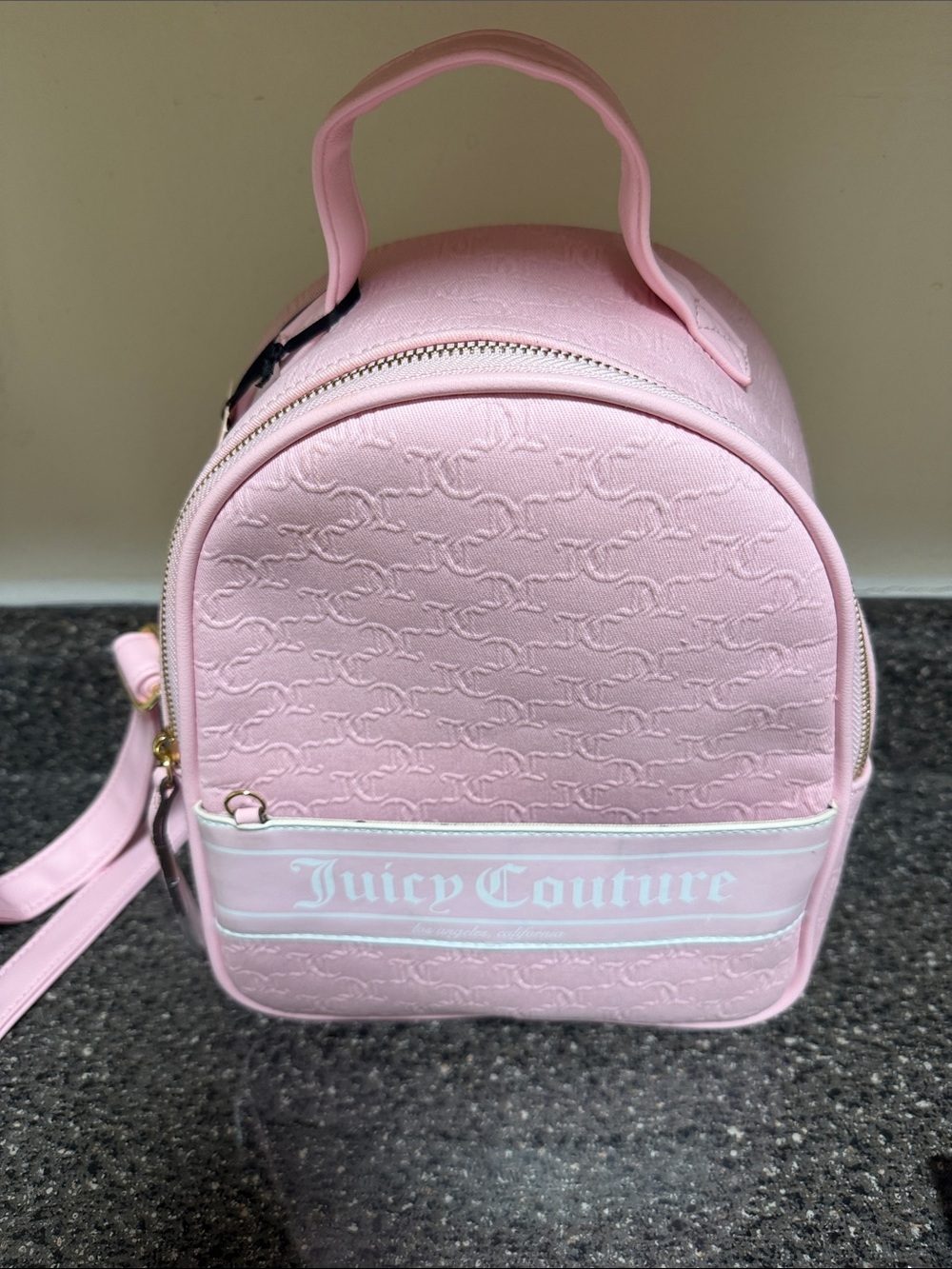 Juicy Couture Light Pink Mini Backpack with Logo Stripe